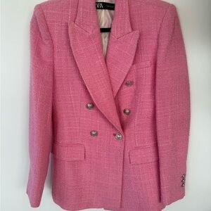 Zara Fuchsia Double-Breasted Blazer